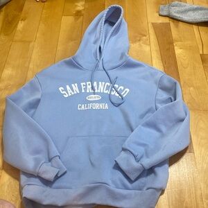 fleece blue sweatshirt